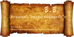 Breznyánszky Baltazár névjegykártya